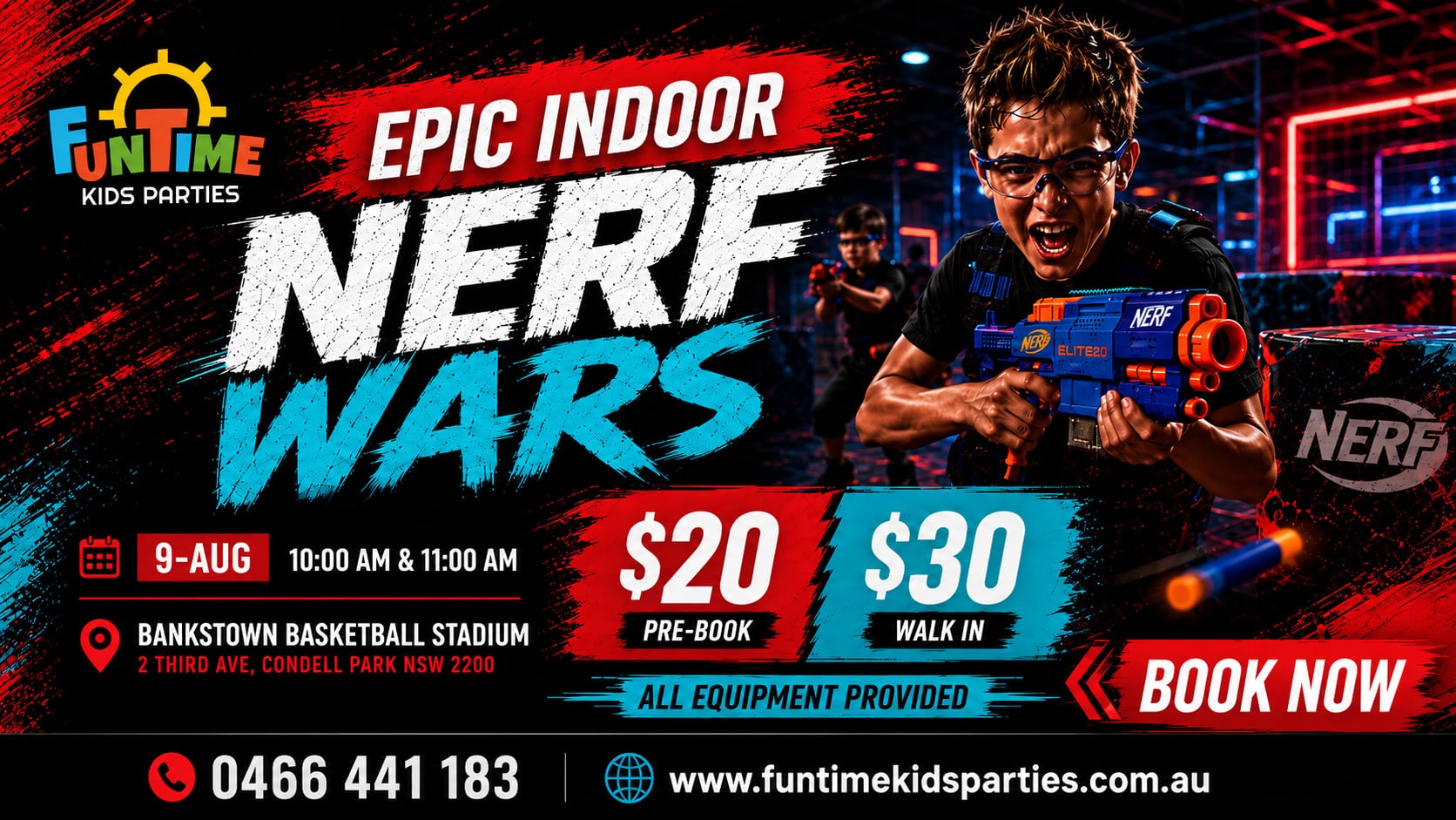 Funtime Kids Parties x Bankstown Bruins Nerf Arena Flyer Bottom
